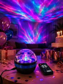 1pc [LED Ambience Light] Round Desktop Aurora Projection Lamp, Blue Green Purple Multi-Color Lighting Effects, Suitable For Living Room, Gaming Room, Home Theater, Party - Multicolor - View 10