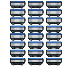适用于Fusion男士手动剃须刀的12片装替换刀片，6层不锈钢刀片，经典日常男士理容工具 - 寶藍色 - 查看 11