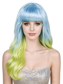 Long Curly Synthetic Wig,Vibrant Long Wavy Wig With Fringe Multi-Color Gradient & Solid Options, Full Bangs, Fluffy Waves, For Halloween Party Cosplay Music Festival Dance Performance - Multicolor - View 24