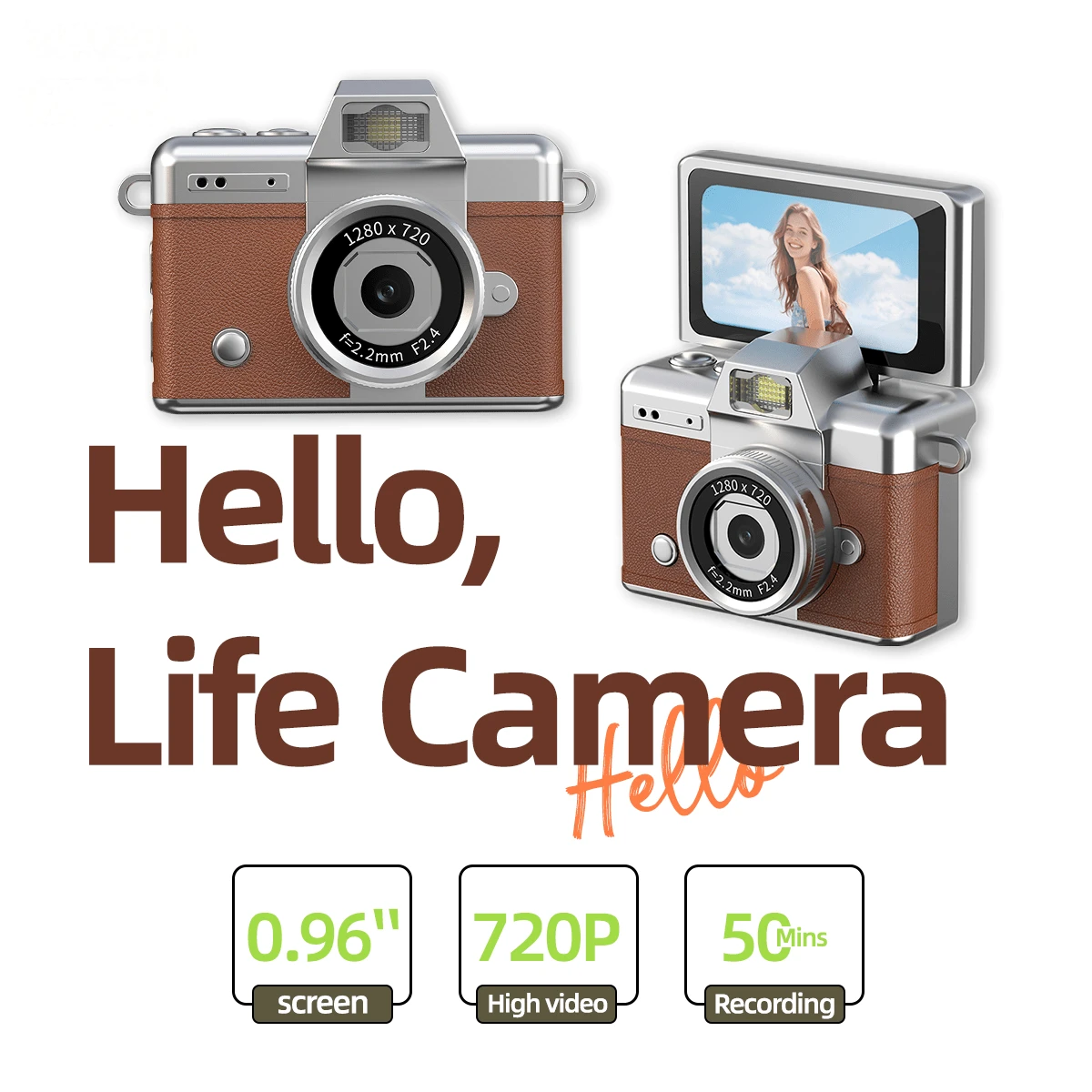 100W High Definition Mini Digital Camera, Equipped With 180° Flip Screen, 1.47" IPS Display, 200mAh Battery Capacity, Multiple Filter Effects, Compact And Portable, Can Be Used As A Decorative Pendant, Ideal Gift Choice. - View 1
