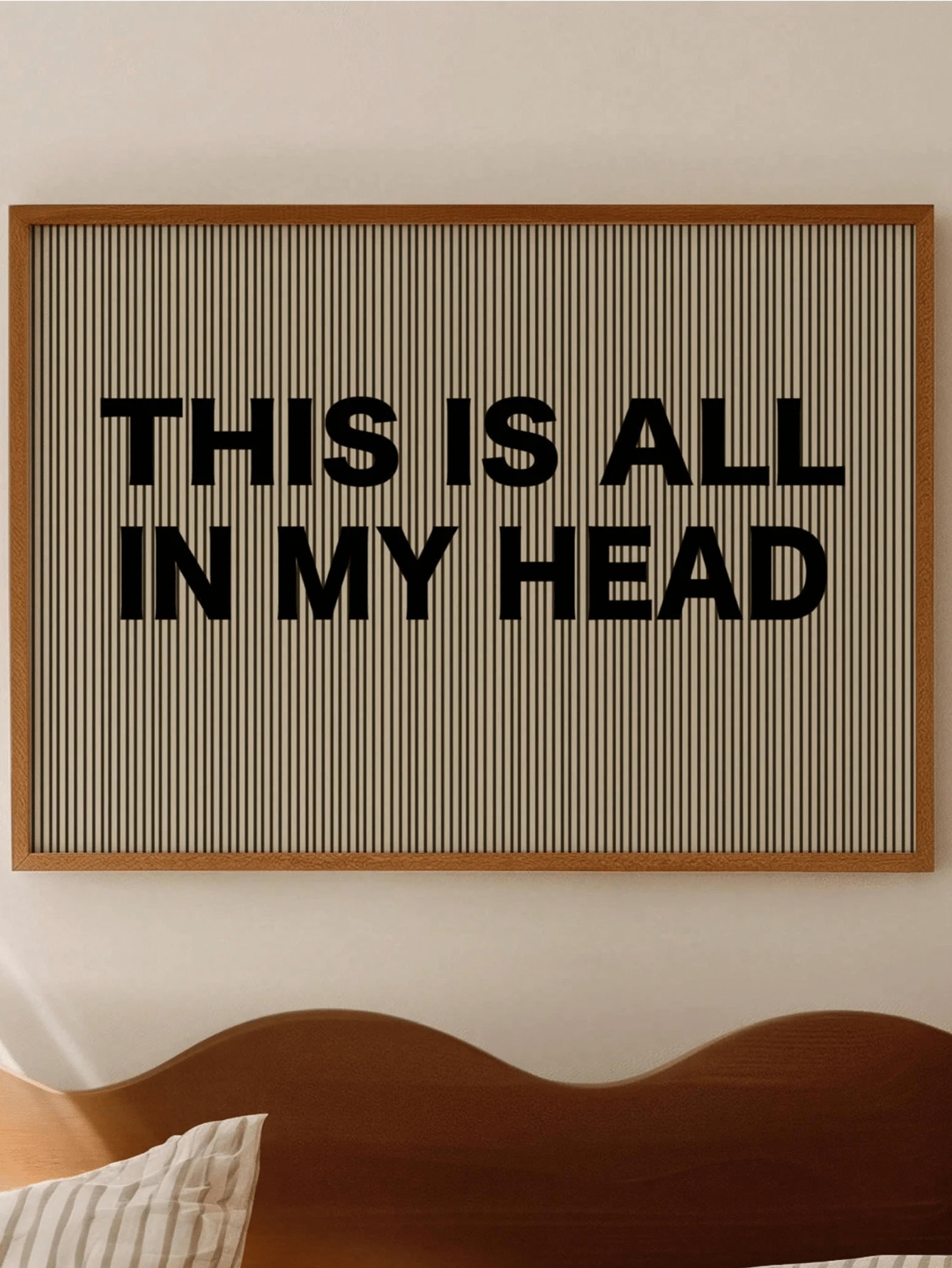 1件帆布壁畫，裝飾畫，"All In My Head" 條紋字體壁畫海報，幽默語錄海報，極簡心理健康裝飾，文字壁畫，客廳臥室吸睛裝飾，獨特家居裝飾，夏季家居裝飾，房間裝飾美學，宿舍裝飾 - 彩色 - 查看 1