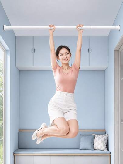 Adjustable Wardrobe Hanging Rod, Heavy Duty Wardrobe Extension Rod, Space Saving, Double Layer Wardrobe Hanging Rod, Wardrobe Storage Rod, Rust-Proof Anti-Drop Spring Telescopic Rod, Non-Slip Spring Curtain Rod, No Drilling Adjustable Telescopic Rod