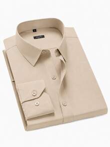 Rand paul Men's Long Sleeve Dress Shirt Office Casual Good Quality Slim Fit With Spandex - 米色 - 查看 3