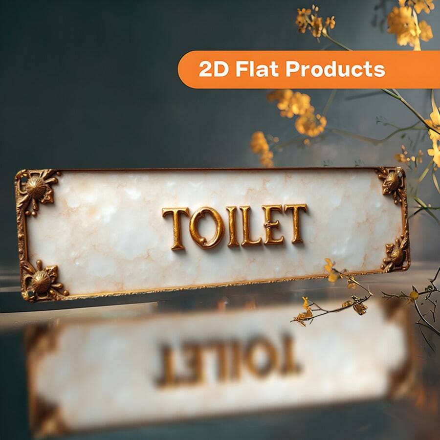 2D Flach - Dies ist ein 2D Flach, Vintage Stil Eisenschild, beschriftet mit "Toilet", Größe 10X40cm (4X16 Zoll). Es ist eine ideale Wahl für die Heimdekoration, geeignet für Badezimmer, Küche, Büro, Café und ländlichen Stil Inneneinrichtung. - mehrfarbig - Übersicht 1