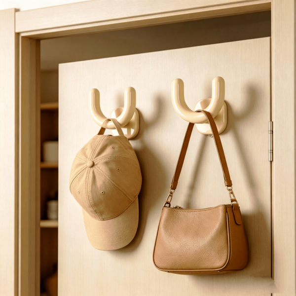 2pcs No Drill Suction Cup Hooks, Minimalist U-Shaped Hooks, Powerful Suction Adhesive Hooks, Entryway Key Hooks, Bathroom Storage Hooks, Luxury Decorative Hooks, U-Shaped Suction Cup Hooks, Multi-Purpose Storage Hooks, Cream-Colored Wall Decor Hooks, Bathroom & Entryway Universal Hooks