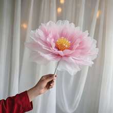 Floare artificială de bujoraș din fir de 50 cm, decor mare din fir, recuzită pentru grădină, petrecere de zi de naștere, banchet, ceremonie, biserică, decor perete, decorațiune nuntă, aranjament floral pentru fundalul casei, Ziua Îndrăgostiților și evenimente speciale, cadouri de zi de naștere - Multicolor - Vizualizare 7
