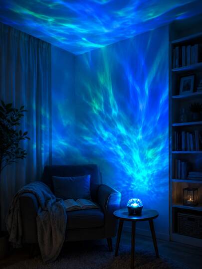1pc Desktop Decor Lamp, Compact Round Multi-Color Projection Light, Northern Lights Effect, Suitable For Bedside, Living Room, Bedroom Decoration, Home Atmosphere