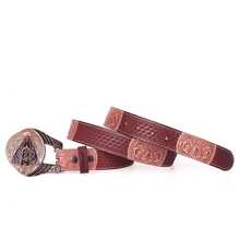 Premium Leather Country Belt Our Lady Of Aparecida With Impactful Buckle - Red - View 7