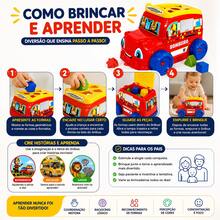 Brinquedo Interativo Educativo Ônibus com Encaixe de Formas - Verde - Visão 4
