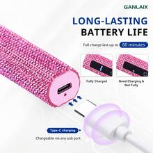 GANLAIX 水鑽便攜式美甲烘乾燈，可充電 UV LED 凝膠美甲固化燈，180mAh 迷你凝膠指甲油烘乾機，閃亮美甲用品，單鍵式美甲禮物 - 彩色 - 查看 7