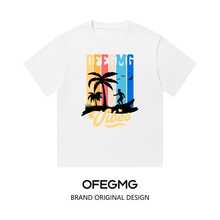 Boy Camiseta Con Estampado De Grafiti Urbano, Manga Corta, Estilo Americano, Marca De Moda Para Hombre, 280G, Tejido Grueso - Blanco - Ver 5