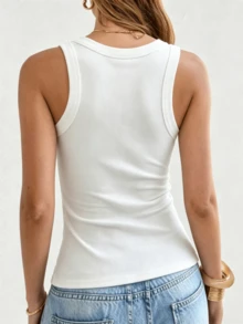 3pcs/Set Women's V-Neck Sleeveless Ribbed Racerback Crop Tops, Summer Casual Sportswear - Multicolor - View 6