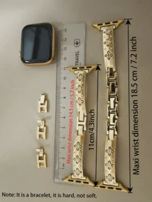 Dây đeo đồng hồ hình cỏ bốn lá đính đá, làm từ hợp kim kẽm, tương thích với Apple Watch Series 10/9/8/7/6/5/4/3/2/1 SE Ultra, kích thước 38 40 41 42 44 45 49mm, có các màu Vàng sâm panh, Bạc ánh trăng, Đen tuyền, kiểu dáng thanh lịch dành cho nữ. - Bạc - Xem 4