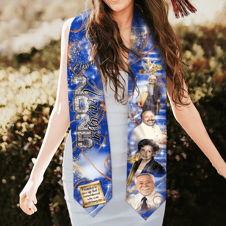 In Loving Memory Personalized Graduation Sashes And S, Custom Photo Memorial , Class Of 2026 Tribute Sash For Late Loved One Sympathy, Grad Gift For Son Daughter High School College Graduation - Blue - View 1