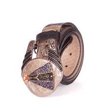 Premium Leather Country Belt Our Lady Of Aparecida With Impactful Buckle - Negro - Ver 5