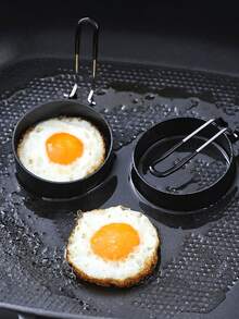 Stainless Steel Pancake Mold, Cake Mold, Flip Pancake Mold, Non-Stick Silicone Egg Ring Mold, Reusable Egg Cooking Mold, Perfect Fried Egg Mold And Pancake Ring Kitchen Baking Accessories - Multicolor - View 7