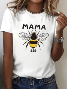 Abeja que simboliza la fuerza la protección maternal y la dulzura en cada vuelo reflejando el espíritu trabajador y alegre de una madre camiseta de mujer con estampado moderno y mensaje positivo para uso diario - Blanco - Ver 8
