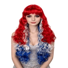 Long Curly Synthetic Wig,Vibrant Long Wavy Wig With Fringe Multi-Color Gradient & Solid Options, Full Bangs, Fluffy Waves, For Halloween Party Cosplay Music Festival Dance Performance - Multicolor - View 21