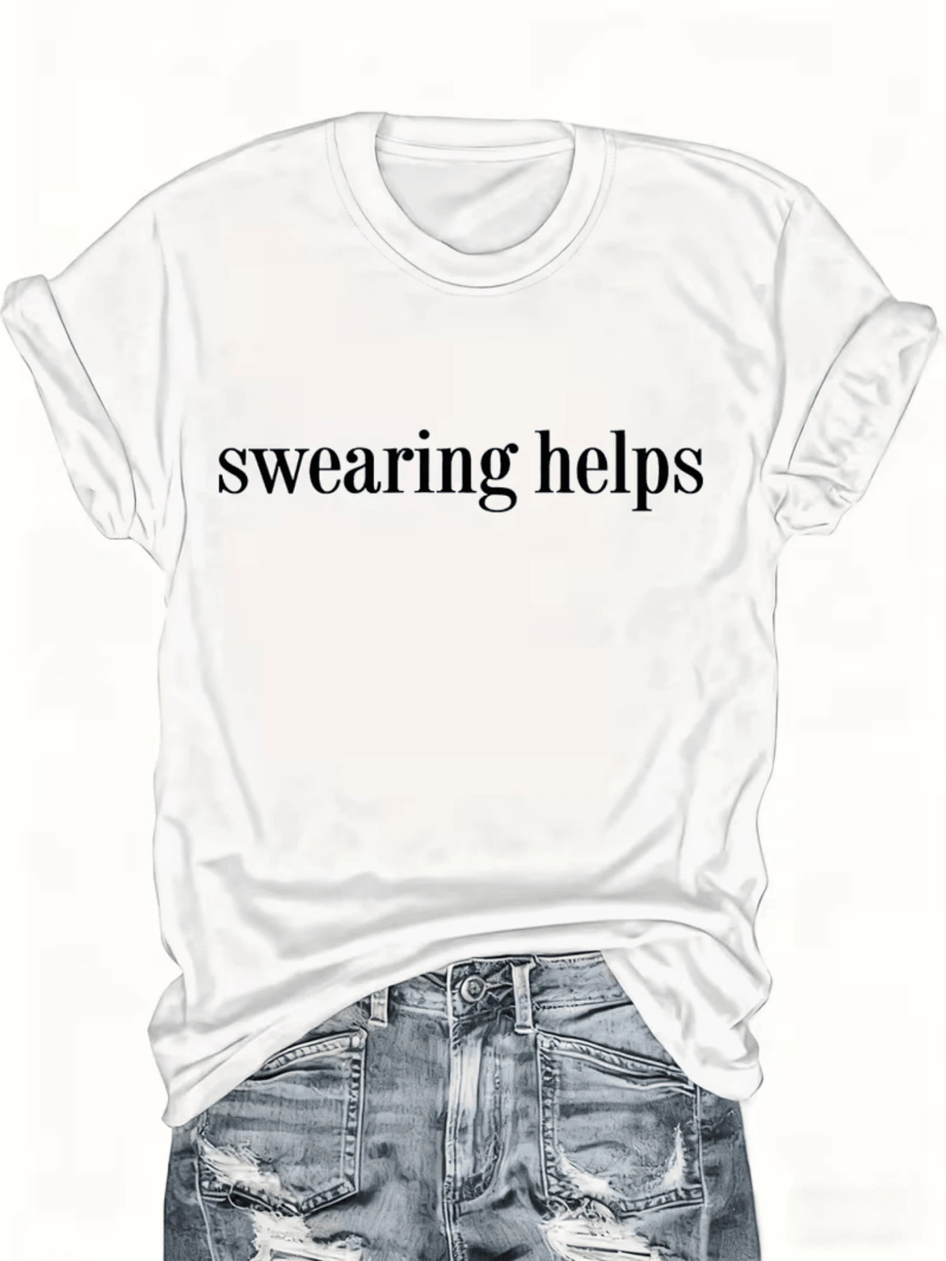 Mensaje motivador en letras audaces que invita a liberar el estrés con humor transmitiendo una actitud relajada y auténtica perfecta para mujeres seguras camiseta de mujer casual cómoda para uso diario - Blanco - Ver 1