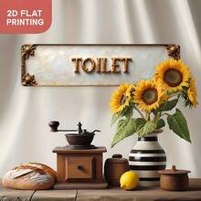 2D Flach - Dies ist ein 2D Flach, Vintage Stil Eisenschild, beschriftet mit "Toilet", Größe 10X40cm (4X16 Zoll). Es ist eine ideale Wahl für die Heimdekoration, geeignet für Badezimmer, Küche, Büro, Café und ländlichen Stil Inneneinrichtung. - mehrfarbig - Übersicht 3