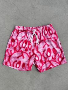 1Pcs 3D Patterned Shorts Featuring Abstract Street Art Inspired Design With Vivid Airbrush Swirls Symbolizing Freedom And Energy For The Urban Spirit Perfect For Summer Sports And Casual Fashion Men's Breathable Lightweight Shorts - 彩色 - 查看 1