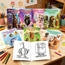 8 pièces Ensemble de mini livres de coloriage de poche en papier style Brainrot italien, motifs de créatures mèmes bizarres et personnages de style Shan Hai Jing moderne surréaliste et absurde, livre d'activité de dessin et de gribouillage anti-stress pour la rentrée scolaire, les voyages, les sacs de fête et les cadeaux plaisantins - Multicolore - Voir 7