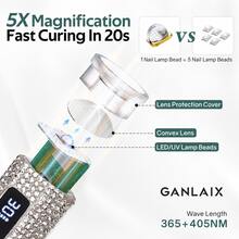GANLAIX 水鑽便攜式美甲烘乾燈，可充電 UV LED 凝膠美甲固化燈，180mAh 迷你凝膠指甲油烘乾機，閃亮美甲用品，單鍵式美甲禮物 - 彩色 - 查看 4