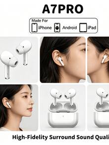 Tai nghe không dây True Wireless - Tương thích với Apple và Android, tích hợp micro, thiết kế chống mồ hôi, thời lượng pin lên đến 24 giờ - Màu trắng, Tai nghe > Không dây, Hộp sạc tương thích - trắng - Xem 3