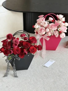 10个压花心形鲜花配送袋，礼品包装袋，防水鲜花手提袋，母亲节、情人节适用 520 - 彩色 - 查看 7