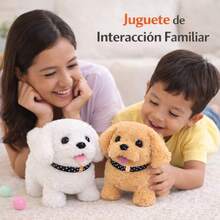 2 Perros de Peluche InteligentesInteractivos (Blanco + Marron) - Caminan, ladran y muevenla cola | Juguetes Electronicos para Nifios y Mascotas IRegalo Ideal para el Dia del Nifio I Materiales Suaves I Entretenimiento Familiar y Juguetes de Compania.Regalo para el Dia del Niro] - 2 piezas (marrón + blanco) - Ver 3