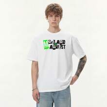 Boy Camiseta De Manga Corta Con Estampado Textual De AlgodóN Puro, Verano 2026, Nueva, Corte Holgado, Tejido Grueso Para Hombre - Blanco - Ver 9