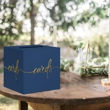 1pc Handwritten Cards Printing Card Box, Square Paper Card Collection Box With Top Slot, Wedding Bride Baptism Baby Shower Birthday Party Gift Decoration Card Storage Box, Light Blue Navy Pink White Black Multicolor Optional - Multicolor - View 6