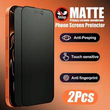 2pcs Matte Ceramic Tempered Glass Screen Protector, Anti-Fingerprint, Bubble-Free, Scratch-Resistant, Suitable For IPhone 13/14/15/16/17 Pro Max/Pro/16 Plus/16e/17 Air - Black - Matte - View 34