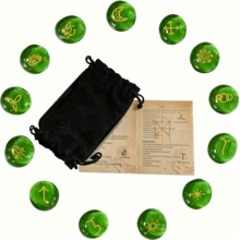 KIKOWHY Colorful Glass Mystical Symbol Set, Includes Colored Glass Symbols, Cloth Bag, Box, Instructions, Suitable For Special Occasion Decor, Game Props, Birthday Gifts, Collection - Multicolor - View 13