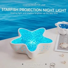 Rechargeable Starfish Night Light, 7-Color LED Aurora Projector, Ocean Wave Lamp, Star Sky Projection Light, Room Decor, Cute Dorm Atmosphere Lamp, Bedroom Bedside Night Light, Soothing Relaxing Lighting, Children's Holiday Gift - Multicolor - View 2