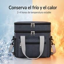 1 Piece Double Compartment Thermal Lunch Bag, Waterproof Oxford Cloth Portable Lunch Box With Adjustable Strap, Keeps Food Cold And Hot, Water Resistant Aluminum Lining, Ideal For Work, School, Picnic, Camping And Travel, Available In Various Colors - 黑色 - 查看 5