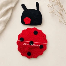 2pcs Newborn Photography Outfit, Cute Ladybug Knitted Insect Clothes, Baby Boy Girl Birth Celebration Photography Props, Gender Reveal Gift - Multicolor - View 3