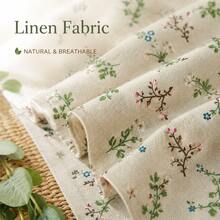 1pc Beige Vintage Camellia Floral Linen Blend Fabric, Breathable Linen Mixed Soft Furnishing Fabric, Countryside Floral Printed Textile, Suitable For Dresses, Cushion Covers, Curtains, Tablecloths, Clothing, DIY Sewing Crafts And Home Decor - 1 - View 10
