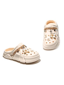 HOEASE Girls' Breathable Hollow Flower Garden Shoes, Comfortable Lightweight Sandals, Spring/Summer - Beige - View 2