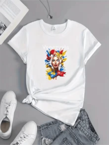 Colores vivos que simbolizan la energía y orgullo de  fusionados en una forma artística que representa la fuerza del espíritu latino camiseta de mujer cómoda y moderna para uso diario - Blanco - Ver 8
