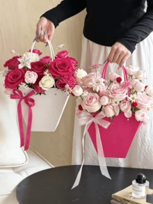 10个压花心形鲜花配送袋，礼品包装袋，防水鲜花手提袋，母亲节、情人节适用 520 - 彩色 - 查看 5