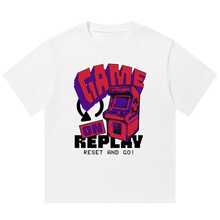 Boy Camiseta De Manga Corta Para Hombre Con Estampado De Bloques De Color Estilo Americano, De AlgodóN Puro, Casual, VersáTil, Holgada Y A La Moda Para El Verano. - Blanco - Ver 1