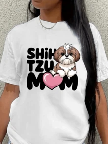 A Sweet Little Dog On A Pink Heart Symbolizes Tenderness, Unconditional Love, And The Bond Between A Mother And Her Pet, Reflecting Affection And Daily Joy. A Comfortable, Casual Women's T-Shirt For Dog Lovers. - 白色 - 查看 6