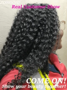 Peluca de encaje sin pegamento con rizado de Jerry, 13x4 13x6 4*4 5x5 200% de densidad, peluca de cabello largo de aspecto natural para principiantes, peluca de encaje HD sin pegamento de cabello humano mixto, peluca de cabello brasileño ondulado corto de 14 pulgadas, peluca sintética resistente al calor con encaje pre-cortado para mujeres - Natural y Negro - Ver 18