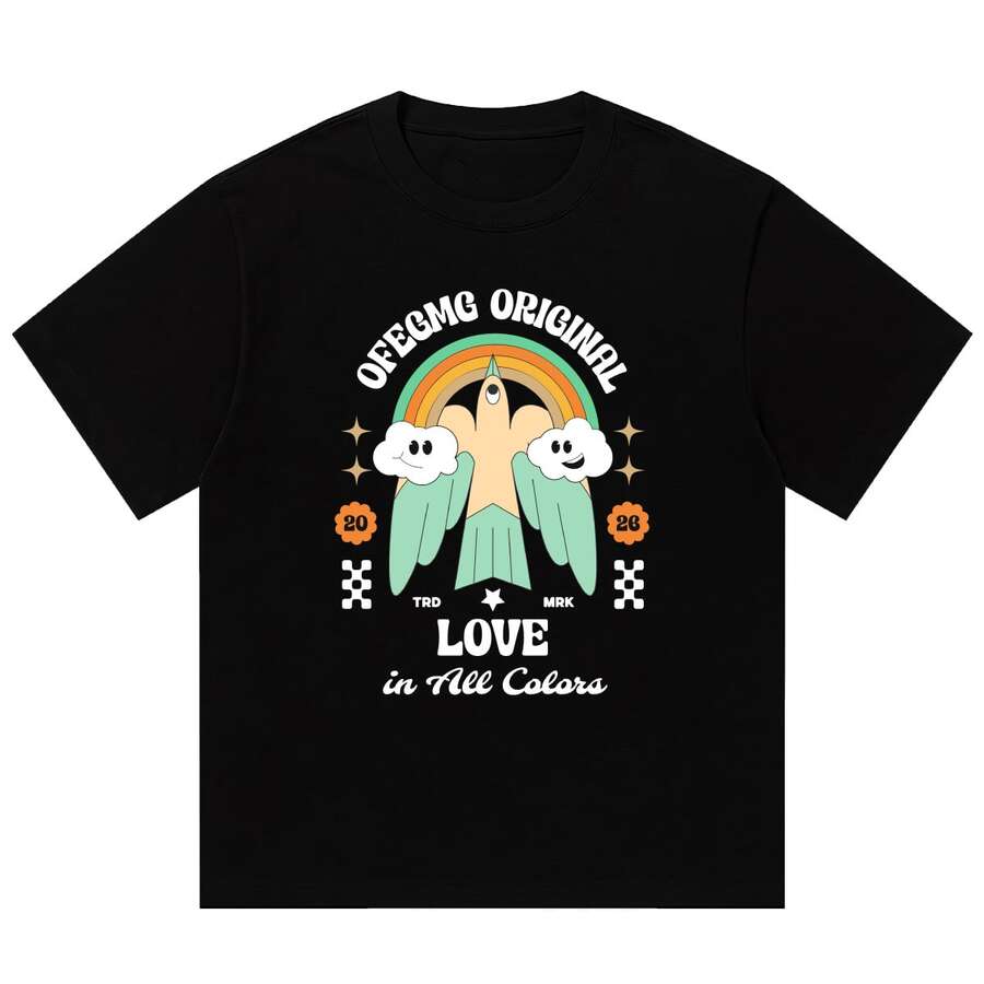 Boy, Camiseta De Marca Americana De Moda Urbana, De Verano Para Hombre, De Corte Holgado, Manga Corta, De AlgodóN Grueso, Estilo Casual. - Negro - Ver 1