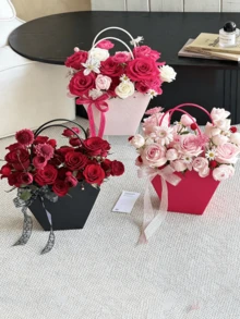 10个压花心形鲜花配送袋，礼品包装袋，防水鲜花手提袋，母亲节、情人节适用 520 - 彩色 - 查看 9