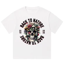 Boy Camiseta De Manga Corta Con Estampado De Calaveras Estilo Americano Para Hombre Y Mujer, De AlgodóN Puro, Resistente, Informal, De Corte Holgado, Para Parejas. - Blanco - Ver 9