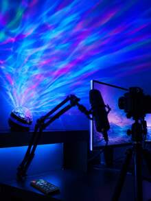 1pc [LED Ambience Light] Round Desktop Aurora Projection Lamp, Blue Green Purple Multi-Color Lighting Effects, Suitable For Living Room, Gaming Room, Home Theater, Party - Multicolor - View 8