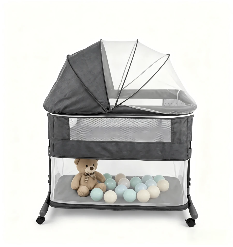 Cuna Corral Para Bebe Mosquitero Con Cambiador Desmontable Gris Andadera para bebe Graduación preescolar Ropa para bebe de niña Sillon para bebe Alberca para - Gris - Ver 1