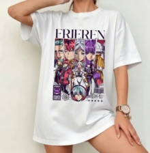 Freezing Beyond Journey's End Oversized T-Shirt, Unisex White, Anime - White - View 8